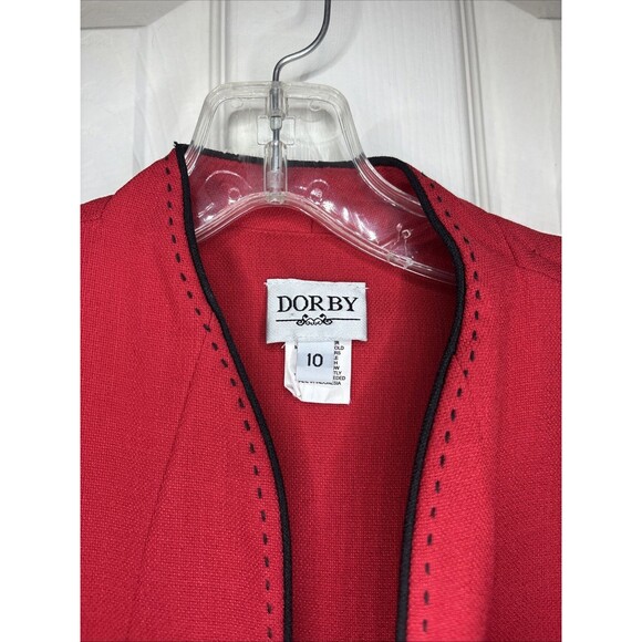 VTG 80s Dorby SZ 10 Red Vintage Blazer w Belted Waist Black Trim Princess Diana - Picture 2 of 9